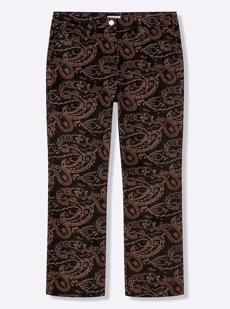 Hose Samthose mit Paisley-Print, in Bootcut-Form Elastische Einsätze
