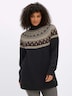 Langarm-Pullover Jacquardpullover im Norweger-Stil Langarm Stehkragen