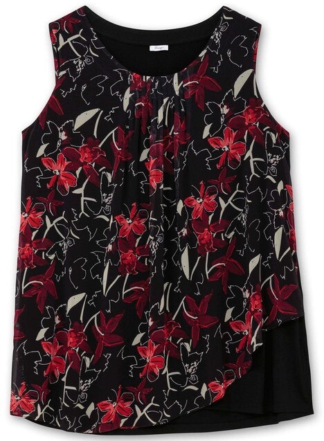 Blusentop Ärmellos Blumen Ohne Kragen