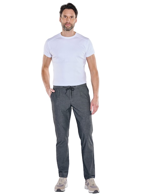 Herren Chino-Hose mit Tunnelzug , Anthrazit