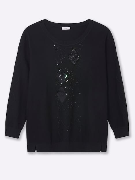 Pullover Langarm Links-Strick, Mustermix gestrickt Uni Ohne Kragen