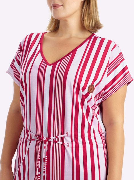 Jersey-Kleid Kurzarm Ohne Kragen