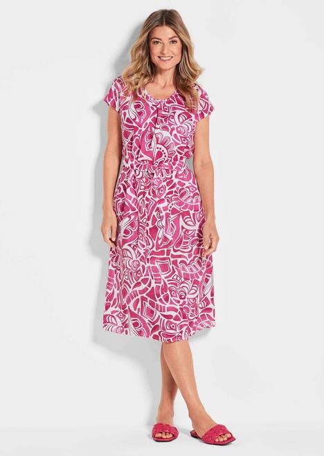 Leinenkleid Ethno, Halbarm