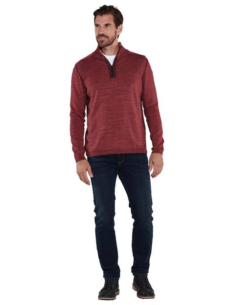 engbers Herren Pullover mit Troyerkragen , Rot
