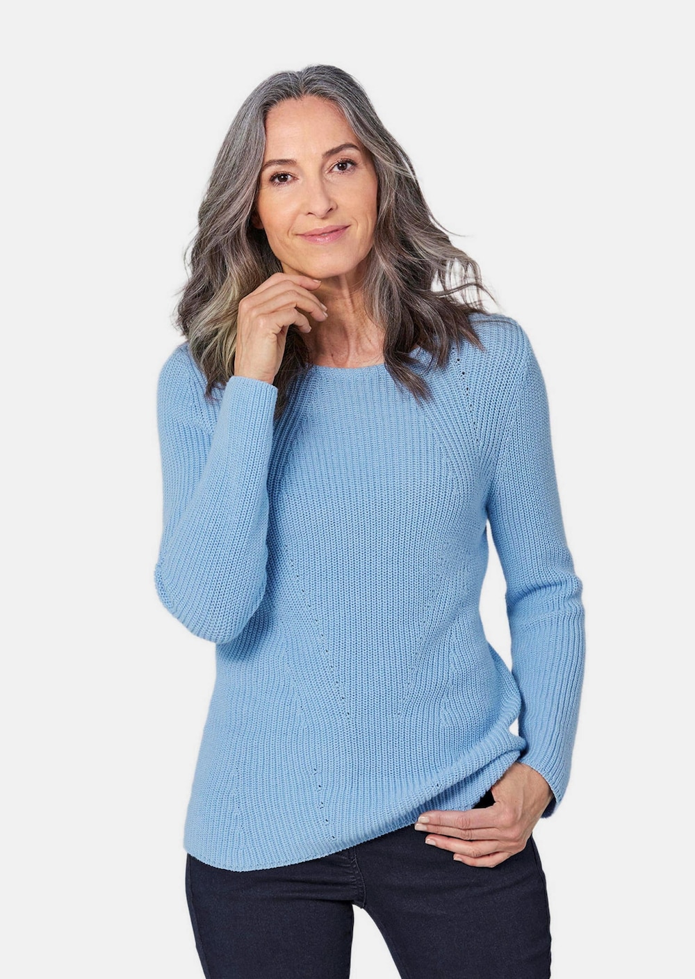 Figurschmeichelnder Pullover aus reiner Baumwolle