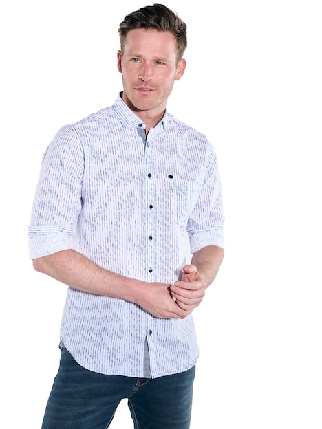 Herren Langarm-Hemd gemustert , Mittelblau