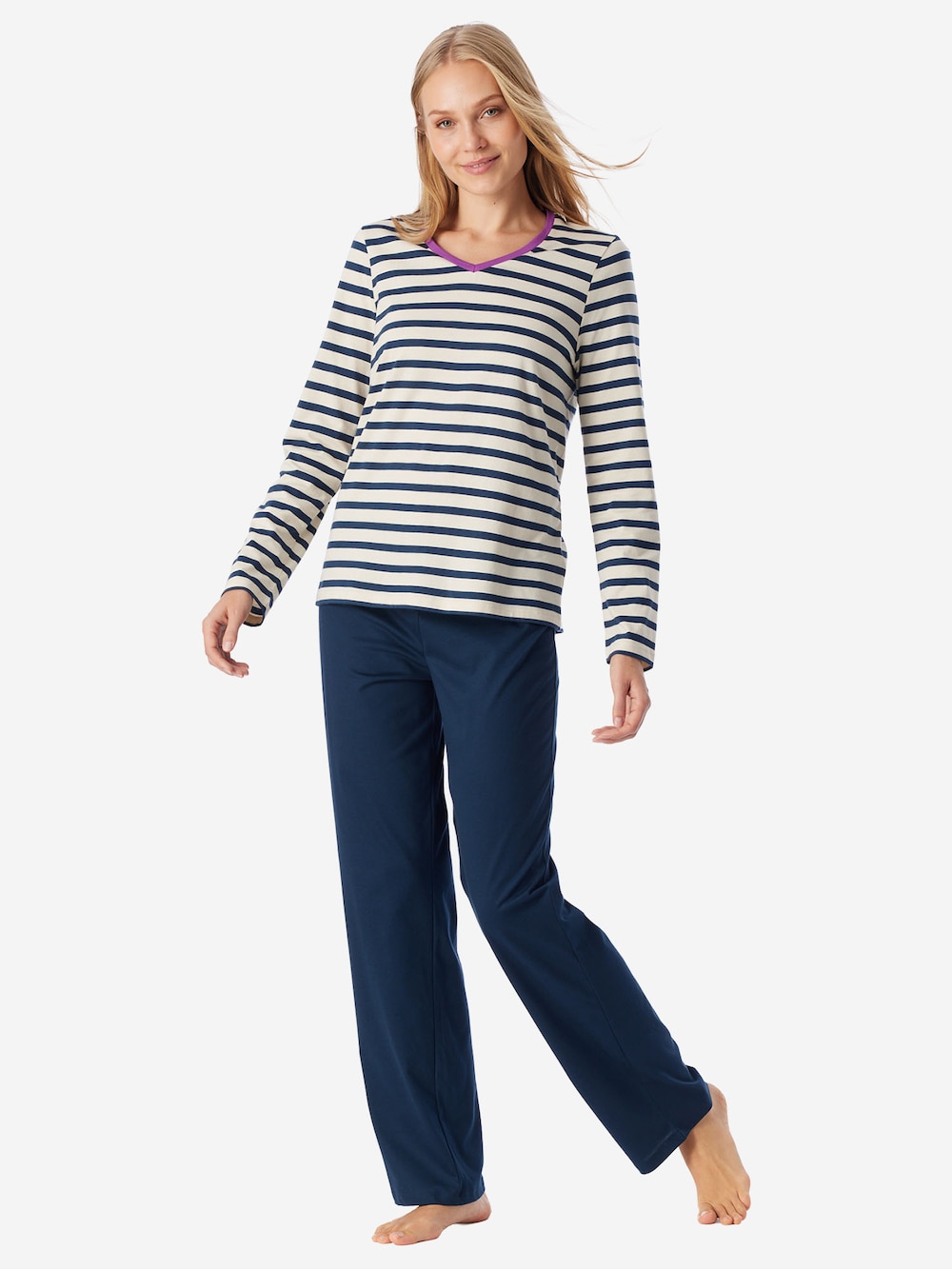 Schiesser Damen Schlafanzug Casual Essentials seasalt