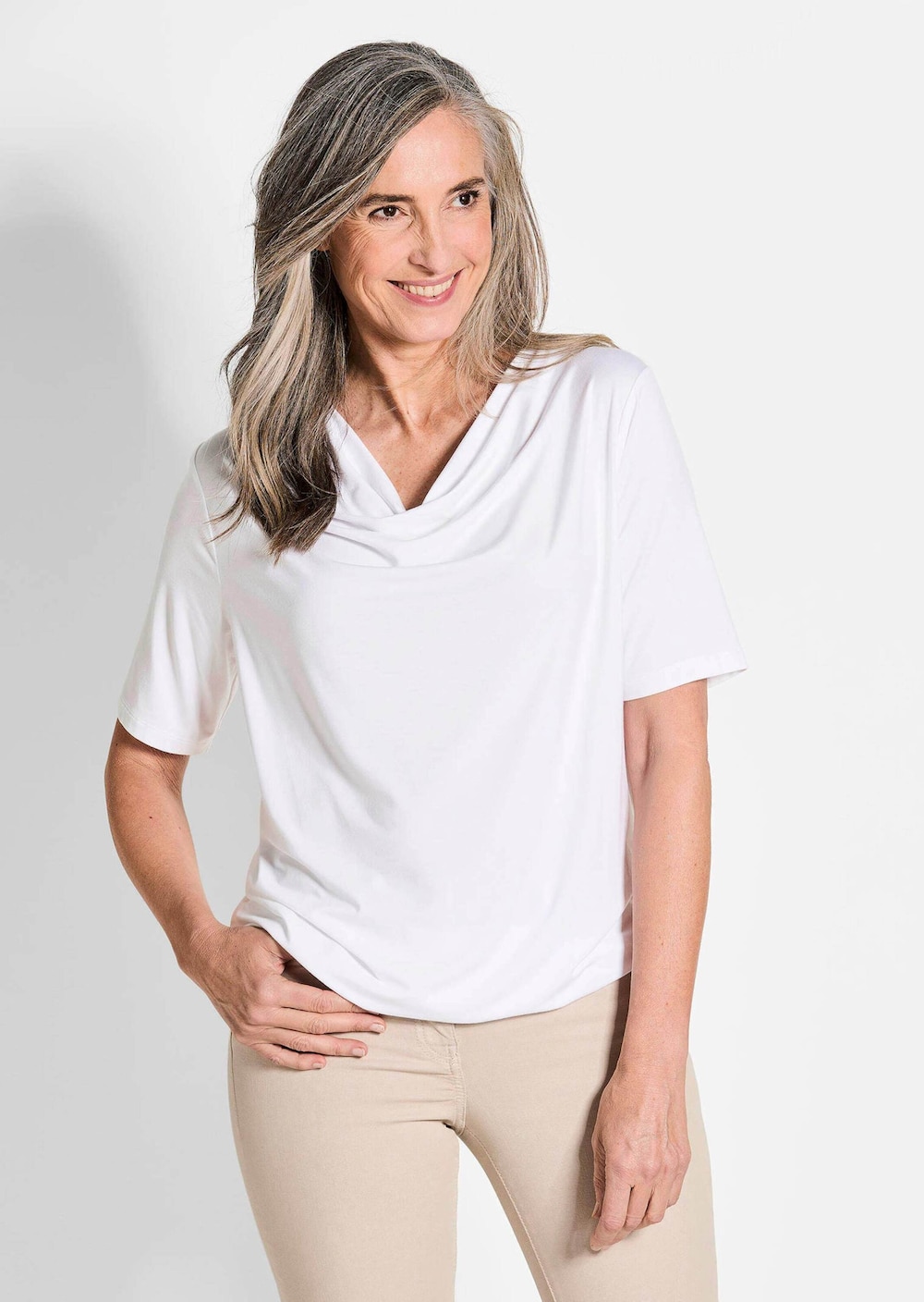 Blusenshirt mit Wasserfallausschnitt