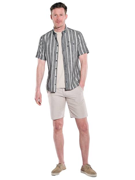 engbers Herren Kurzarm-Hemd gestreift , Schwarz