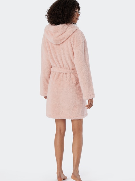 Schiesser Damen Bademantel Teddy Fleece - rosé