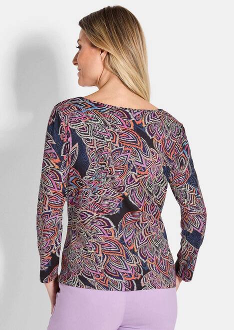 Langarm Printshirt, U-Boot-Ausschnitt