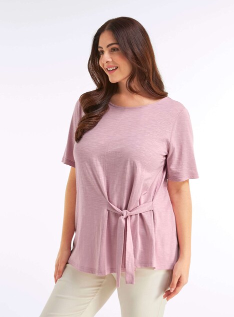 Halbarmshirt Shirt mit Bindebändern Kurzarm