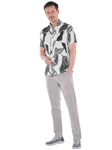 Herren Hemd kurzarm , Grau