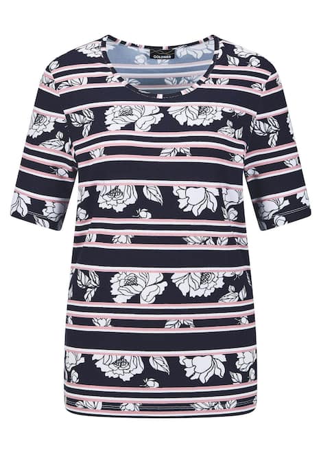GOLDNER Shirt Shirt met strepen en bloemen