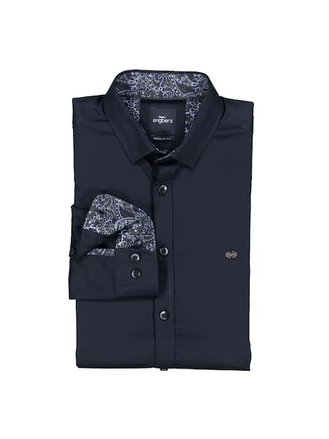 engbers Herren Langarm-Hemd uni , Marineblau
