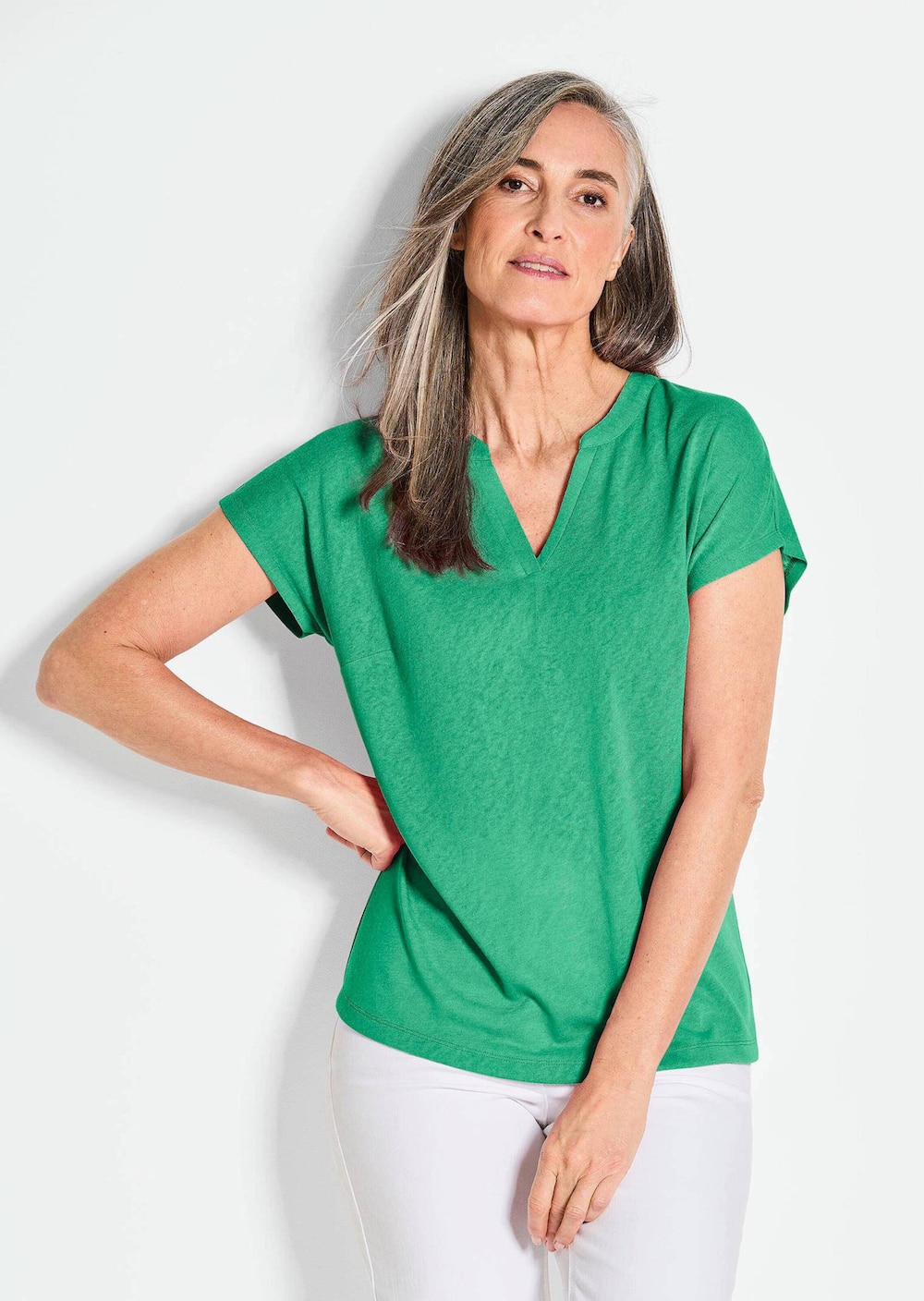 Jerseyshirt Luftiges Basicshirt mit V-Ausschnitt