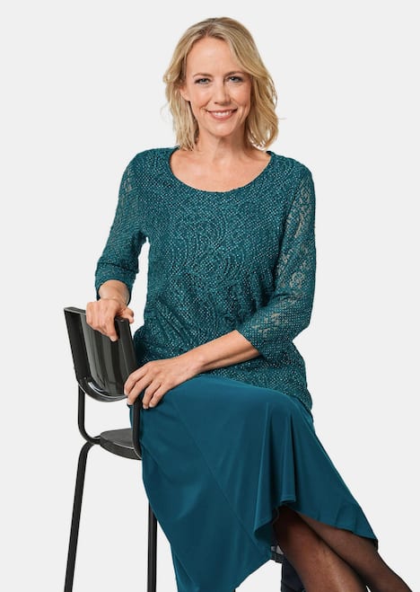 GOLDNER Kanten blouse Kanten blouse met een fijne glans