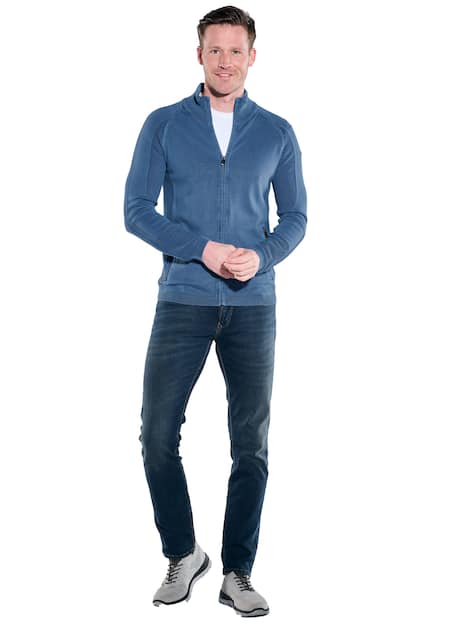 engbers Herren Cardigan mit Troyerkragen , Mittelblau