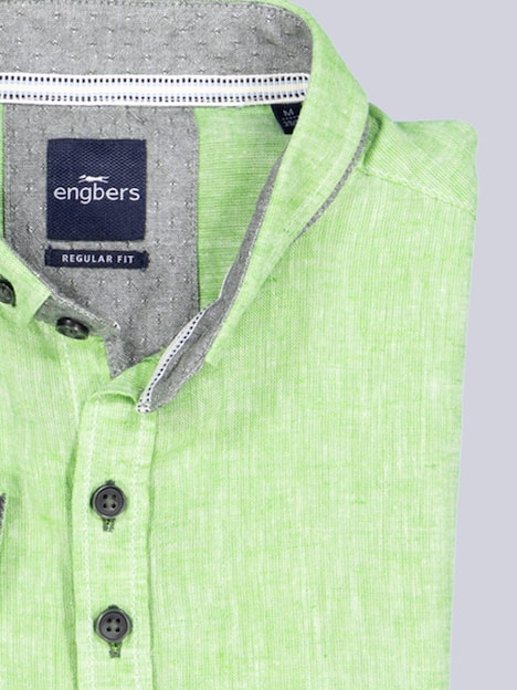 engbers Herren Kurzarm-Hemd mit Leinenanteil , Hellgruen