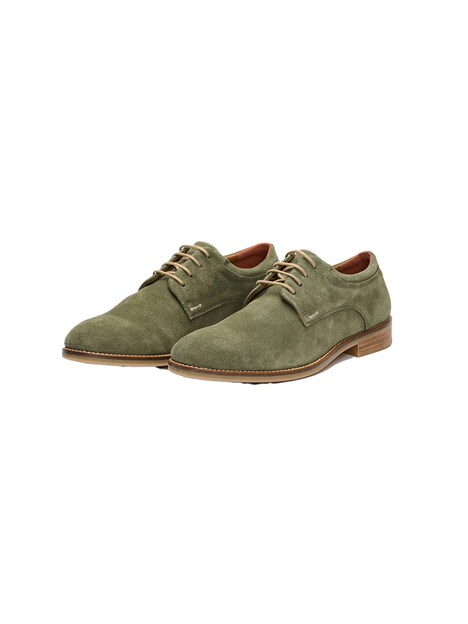 Herren Halbschuh aus Leder , Oliv