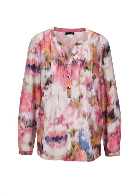 Damen Tunikabluse mit Rundhalsausschnitt in bunten Farbtönen