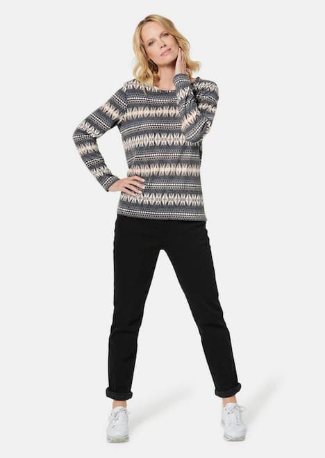 GOLDNER Gedessineerd shirt Veelzijdig te combineren shirt van zacht materiaal