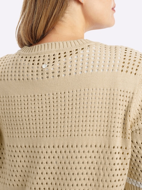 Halbarm-Pullover Kurzarm Ajour