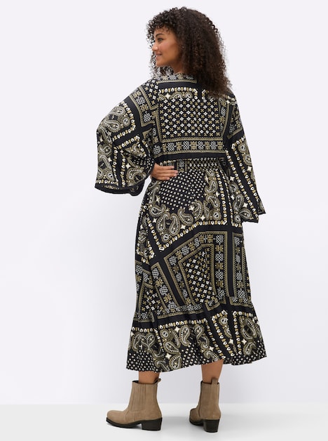 Maxikleid Maxikleid mit Paisley- und Ornamentmuster Langarm Ohne Kragen