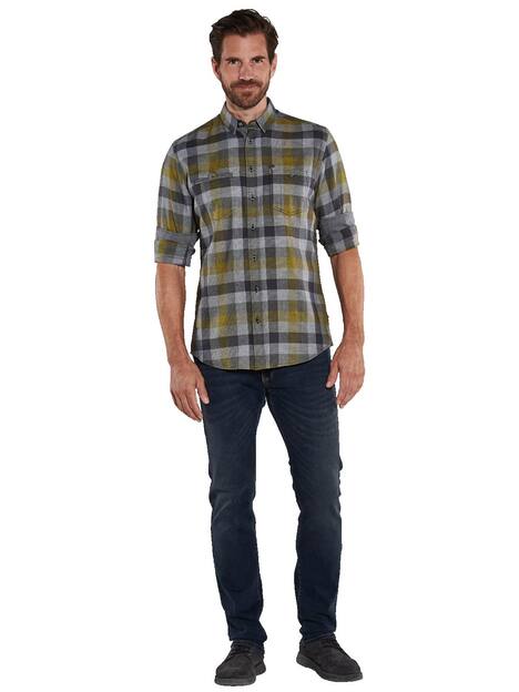 engbers Herren Langarm-Hemd kariert , Safrangelb