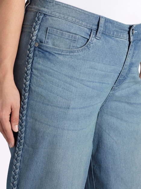 Jeans Jeans mit geflochtenen Streifen am weiten Bein normal Formbund