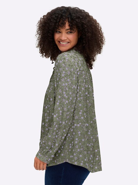 Bluse Langarm Sonstiges Muster Stehkragen