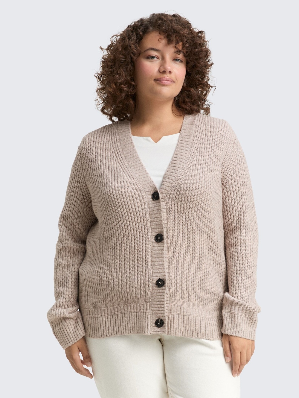 Tom Tailor Women PLUS Pullover & Strickjacken Plus Size - Ripp Cardigan mit V-Ausschnitt