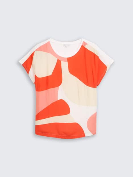 T-Shirt im Material-Mix