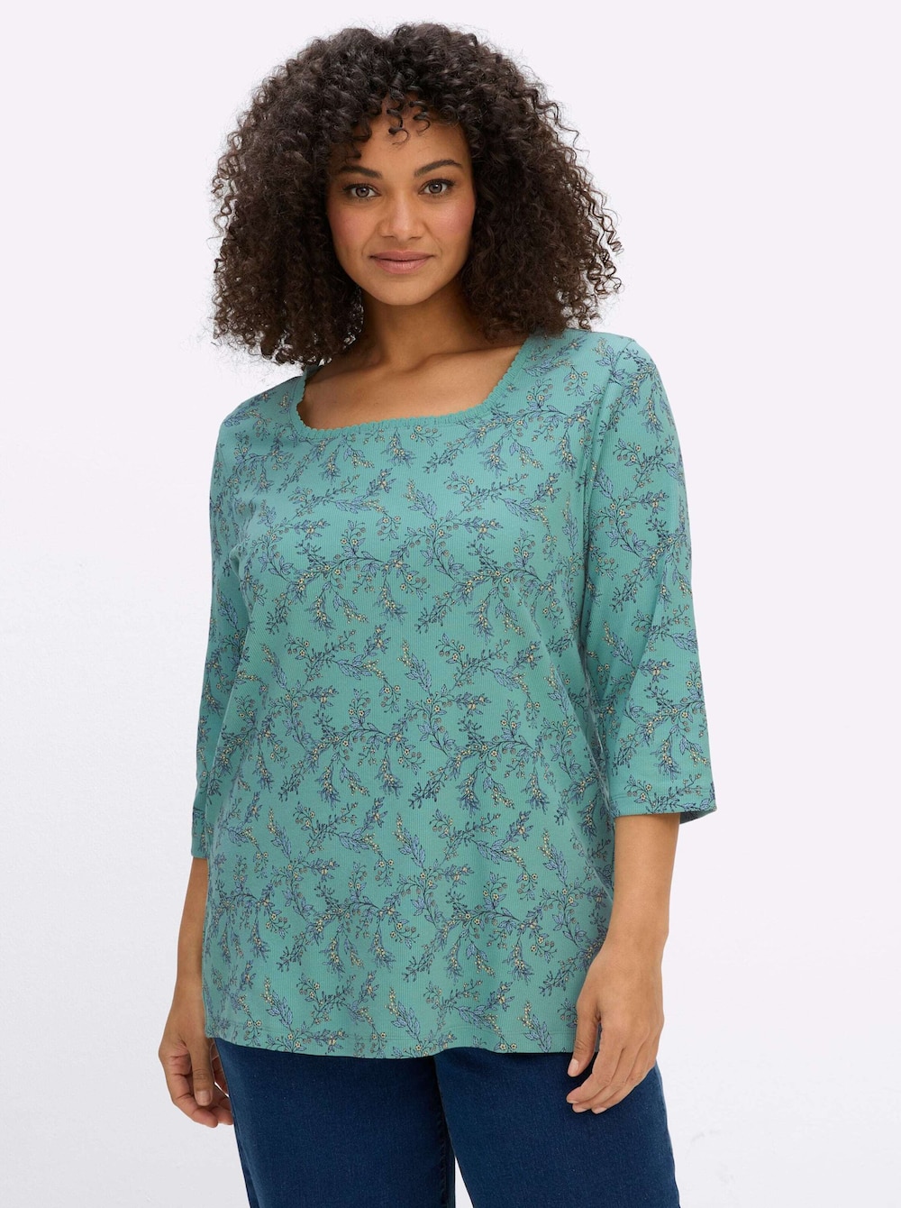 3/4-Arm-Shirt 3/4-Arm-Shirt mit Karree-Ausschnitt 3/4-Arm