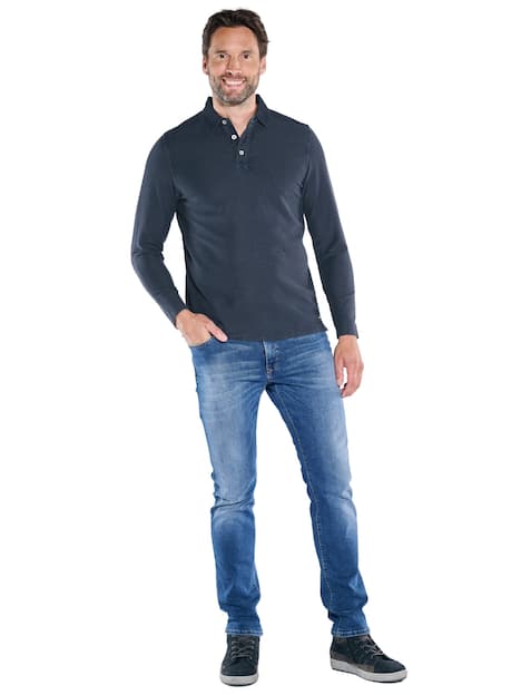 engbers Herren Langarm-Shirt mit Polokragen , Saphirblau
