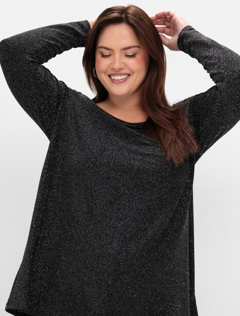 Longshirt Langarm Uni Ohne Kragen