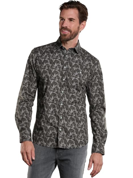 engbers Herren Langarm-Hemd gemustert , Oliv