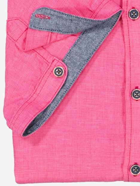 Herren Kurzarm-Hemd mit Leinenanteil , Pink