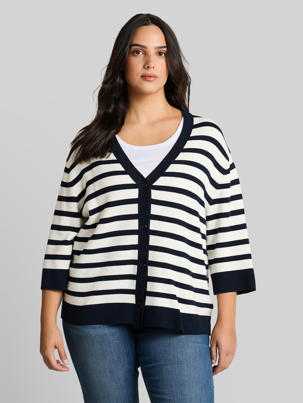 Loose Fit Cardigan mit Streifenmuster