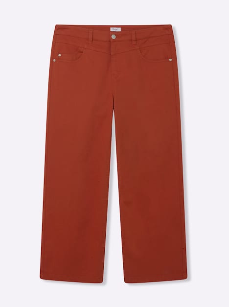 Jeans Jeans mit weitem Bein und High-Waist-Bund Formbund Uni