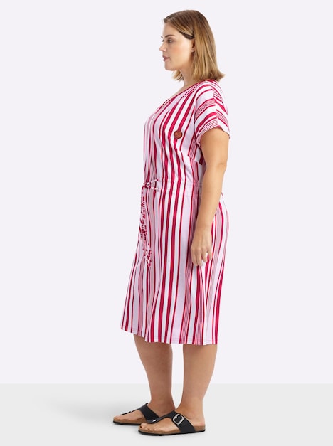 Jersey-Kleid Kurzarm Ohne Kragen