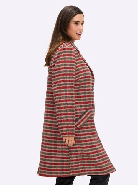 Karo-Mantel Sonstiges Muster Reverskragen