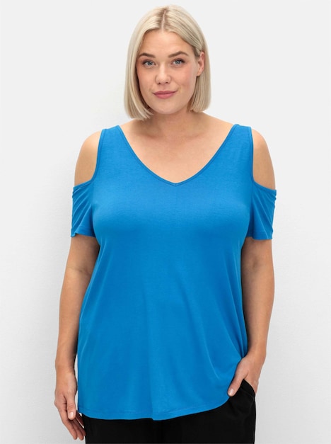 T-Shirt Kurzarm Uni Ohne Kragen