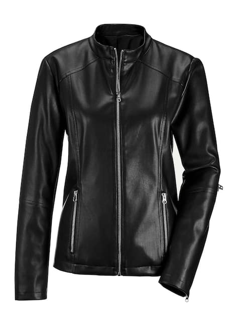 Lederoptik-Jacke, silberne Akzente