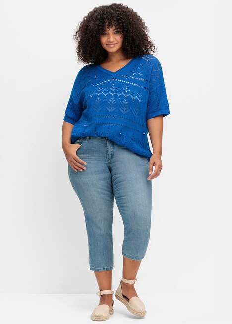 Pullover Kurzarm Grobstrick Uni