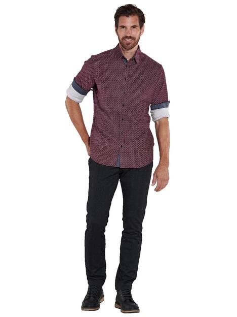 engbers Herren Langarm-Hemd aus Baby-Cord , Dunkelrot