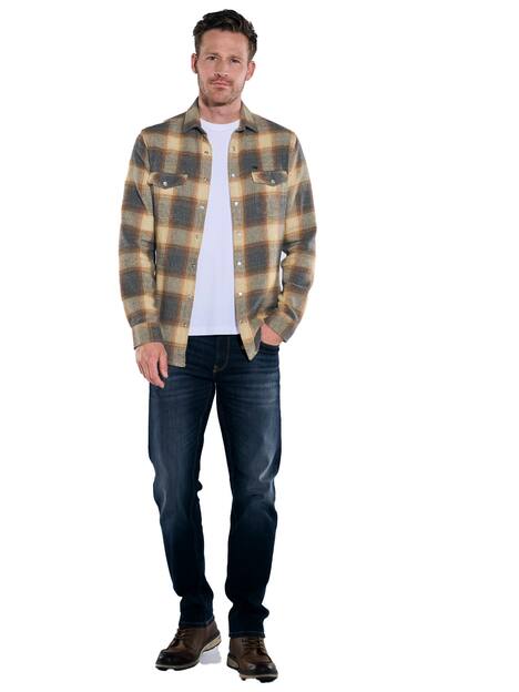 engbers Herren Langarm-Hemd kariert , Safrangelb