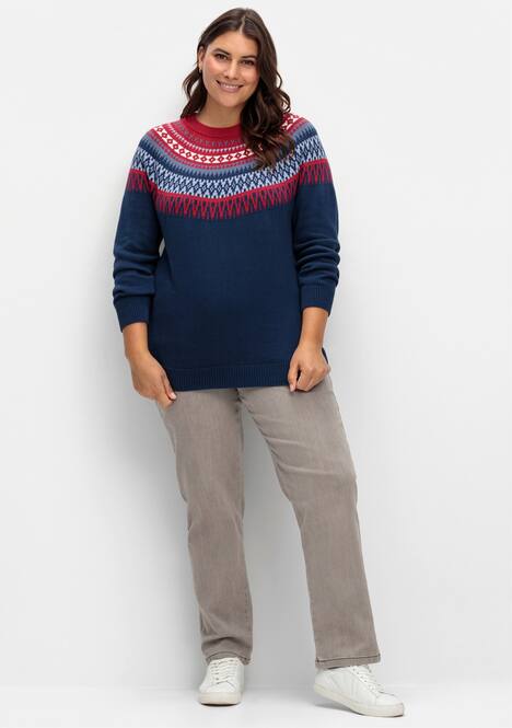 Pullover Langarm Jacquard Sonstiges Muster Ohne Kragen