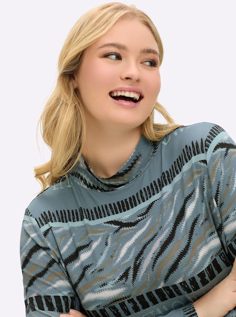 Stehkragen-Shirt Langarm Sonstiges Muster Stehkragen