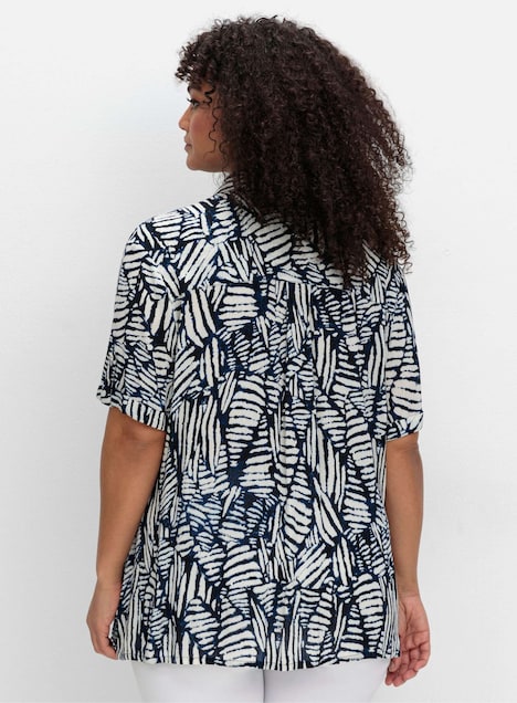 Kurzarmbluse Kurzarm Sonstiges Muster Hemdkragen